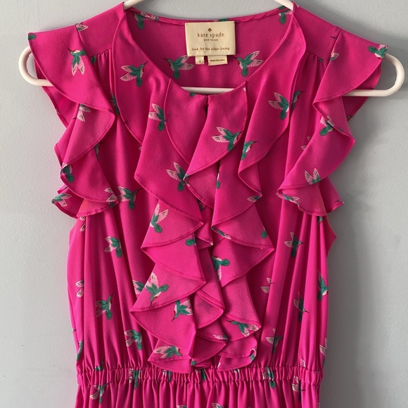 Kate Spade silk hummingbird dress size 2 hot pink - Picture 6 of 15